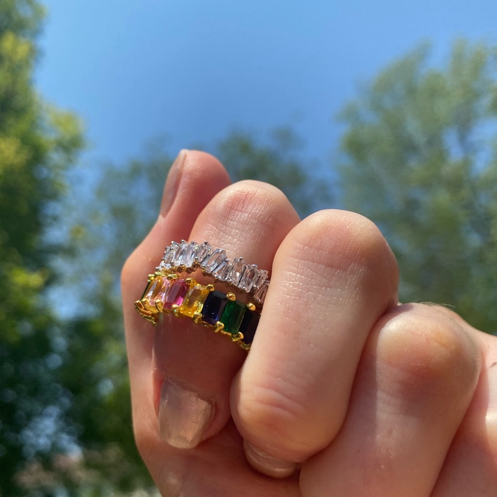 Rainbow Baguette Ring - Picture 2 of 12